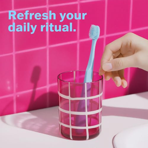 Image of Max Extra Soft Toothbrush for Adults with Sensitive Gums, Soft Bristle Toothbrushes, Wide Head for Back Teeth, Ergonomic Non-Slip Grip, BPA Free, Individually Wrapped, 4 Pack, Sky Blue