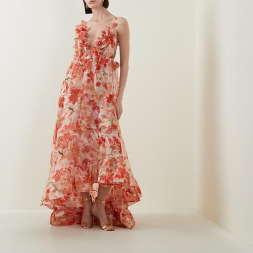 Women's Fashion Floral Pressure Pleated Evening Dresses Long Holiday Style Bridesmaid Dresses Dresses4