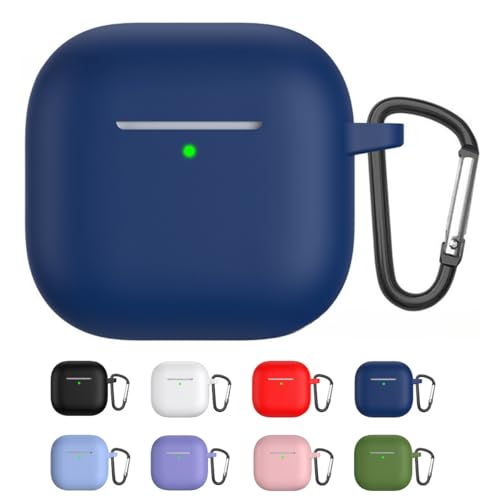 Capa Protetora de Silicone para AirPods 4ª Geração com Mosquetão – Antipoeira, Antiqueda (Azul escuro)