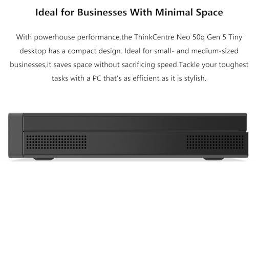 Image of Lenovo ThinkCentre neo 50q Gen 5 Tiny Desktop, Intel Core i5-13420H, 32GB DDR5 RAM, 1TB PCIe SSD, Wi-Fi 6, Windows 11 Pro, Black