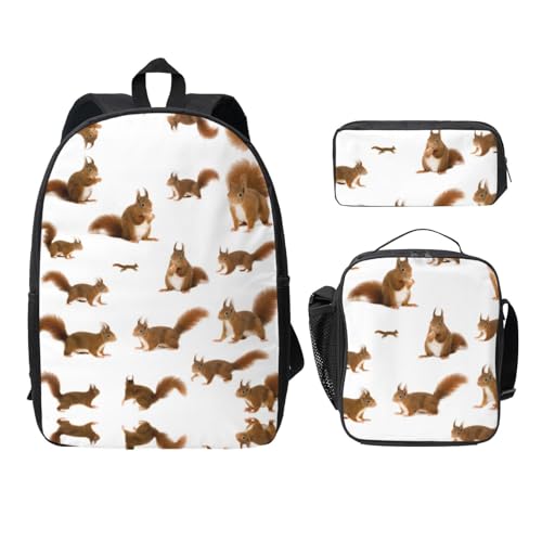 Mochila escolar ligera de ardilla para primaria y actividades extraescolares con estuche