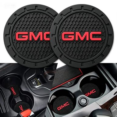 Image of Black Silicone Car Coasters for GMC Series Series Non-Slip Car Cup Holder Coasters,Car Interior Accessory for Car Cup Holder 2.75IN 2Pack