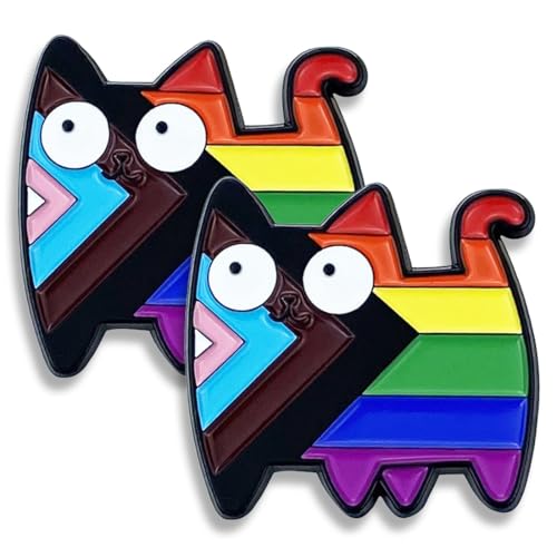 YAPKOLV 2 Stück Pride Pins, Emaille-Anstecker für Kleidung, Rucksack, LGBTQ+ Accessoires, Rainbow Friends Accessoires, Katzen-Pins, Geschenkidee für Pride Month (Regenbogen)