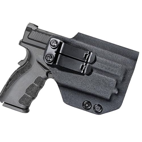 IWB Kydex Holster for Springfield XD MOD.3 OSP Light Compatible with Olight PL-Mini 2 Valkyrie 600 Lumens Tactical Flashlight Inside Waistband Appendix Concealed Carry Red Dot Optics Cut
