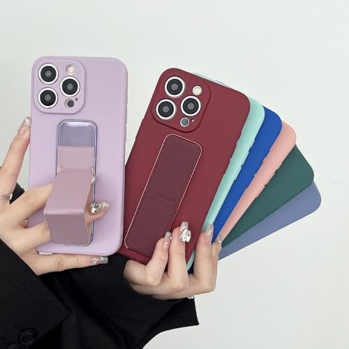 Coque antichute iPhone 13 silicone vert pastel support mains libres - 2
