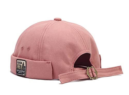 Zegoo Pink Cotton Brimless Skullcap Rolled Cuff Retro Beanie Hat Work Beanie Harbour Hat