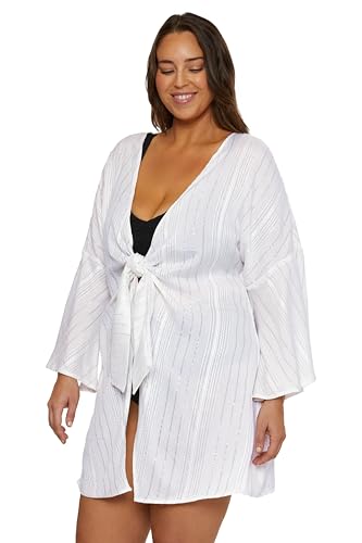 Women's Radiance Plus Size Open Front Tunic, Plunge Neck, Casual, Beach Cover Ups2