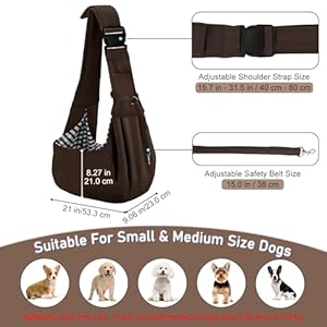 PETLOFT-Reversible-Dog-Cat-Sling-Carrier-Small-Dog-Carrier-Adjustable-Dog-Sling-Hands-Free-Cross-Body-Carrier-with-Collar-Hook-for-DogCatBunny-up-to-11lb-Brown - Cucciolini Doodles   PETLOFT-Reversible-Dog-Cat-Sling-Carrier-Small-Dog-Carrier-Adjustable-Dog-Sling-Hands-Free-Cross-Body-Carrier-with-Collar-Hook-for-DogCatBunny-up-to-11lb-Brown