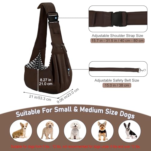 PETLOFT-Reversible-Dog-Cat-Sling-Carrier-Small-Dog-Carrier-Adjustable-Dog-Sling-Hands-Free-Cross-Body-Carrier-with-Collar-Hook-for-DogCatBunny-up-to-11lb-Brown - Cucciolini Doodles   PETLOFT-Reversible-Dog-Cat-Sling-Carrier-Small-Dog-Carrier-Adjustable-Dog-Sling-Hands-Free-Cross-Body-Carrier-with-Collar-Hook-for-DogCatBunny-up-to-11lb-Brown