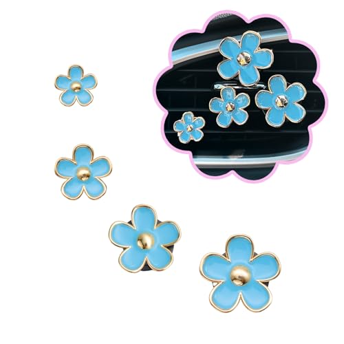 ORIESSE 4pcs Flowers Air Vent Clips Car Air Freshener,Girly Flowers Car Accessories for Women,4 Sizes Light Blue Daisy Flower Car Vent Clips Cute Car Decor,Refillable Car Diffuser