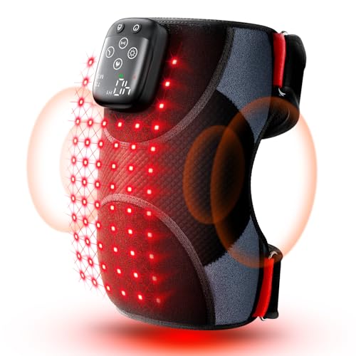 LTW Knee Massager with Heat and Red Light Cordless Heated Knee Brace with 3 Heat/3 Vibration/5 Light Levels 72 Red Lights with 660nm & 850nm 5000mAh Massager for Knee Elbow Shoulder