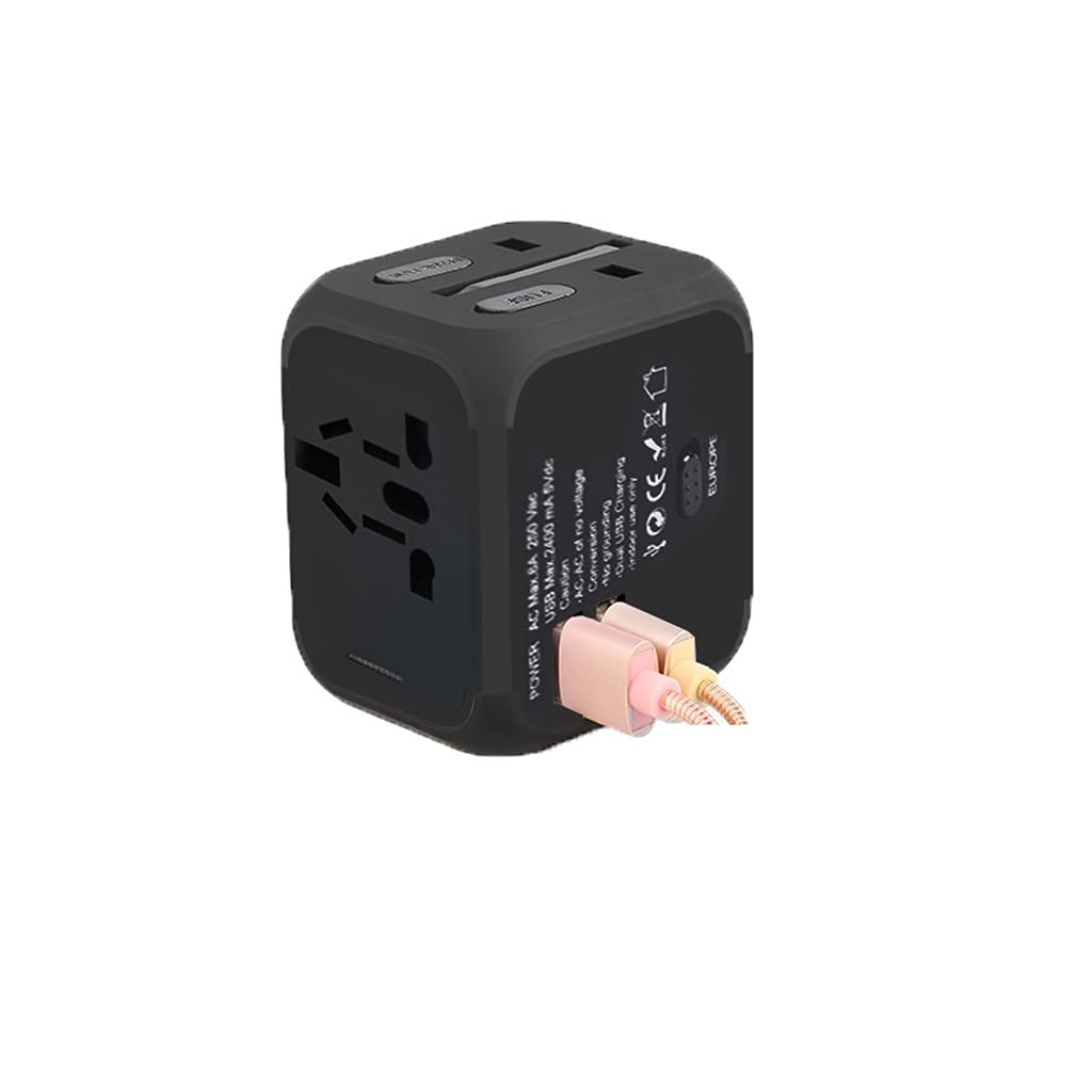 Gniazdo międzynarodowe przetwornice Uniwersalna adapter zasilacza doskonała ładowarka wtyczki na całym świecie z 2 Usb. Port, międzynarodowy adapter podróży, adapter wtyczki zasilania (Color : B)
