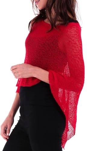 Image of SHU-SHI Womens Sheer Knit Poncho Shrug Lightweight Cover Up One Size Fits Most