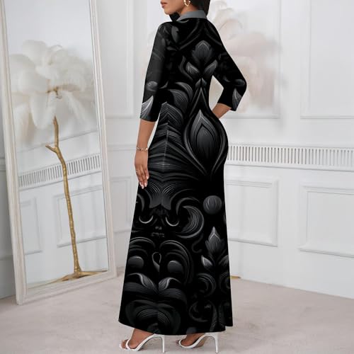 Image of PinkPatty Women's Casual 3 /4 Sleeve Polo V Neck Bodycon Maxi Dress