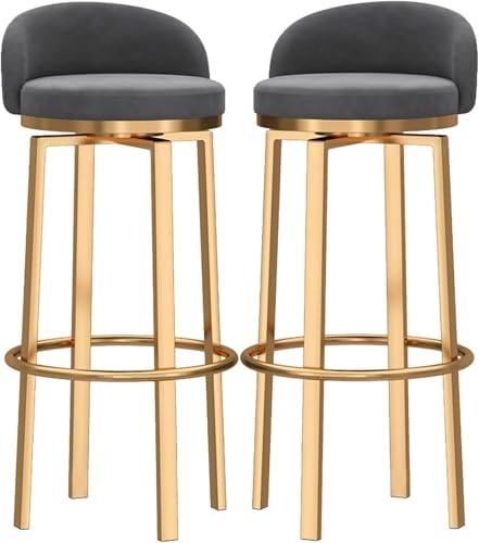 Juego de 4 taburetes de bar giratorios con respaldo, altura de mostrador, sillas de bar para cocina y hogar, asiento acolchado, patas grises, diseño moderno para uso en cocina/bar