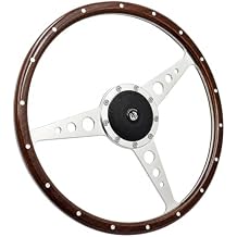 15 Classic Riveted Wood steering wheel With Horn Button
