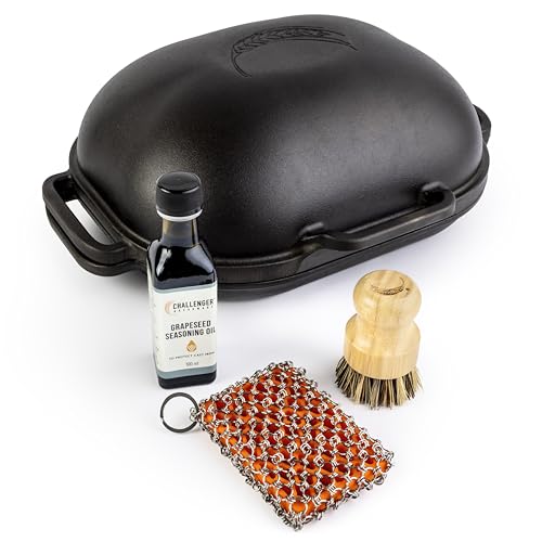 Challenger Bread Pan Cast Iron Loaf Pan with Lid + Care Kit for Artisan Sourdough and Homemade Bread Baking Pre-Seasoned Heavy Duty Oven Safe Made in USA