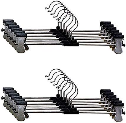 - Black Metal Adjustable Non Slip Clips | Space Saving Swivel Hook | Cloths Pants Skirt Children Shorts Hanger | Clothes Scarf Saree Coat (Pack of 12)