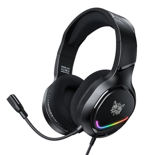 Auriculares de juego con cable de 3,5 mm para Nintendo Switch, Xbox One, PS4, PS5, sonido envolvente de graves y cancelación de ruido con micrófono flexible, auriculares ajustables RGB para laptop, PC