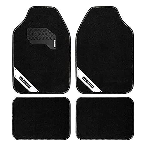 MOMO Set completo de 4 piezas alfombrillas coche universales negro/blanco