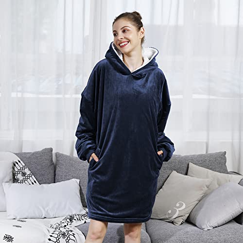 Amyhomie Blanket Sweatshirt,Oversized Sherpa Hooded Sweatshirt Blanket,Fleecehug Hoodie Wearable Blanket With Pocket For Adults & Kids & Teens #TOP4