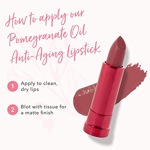 100% Pure Pomegranate Oil Anti-Aging Lipstick Long Lasting, Vibrant Makeup - Moisturizing Cocoa Butter Satin Finish - Vegan Fruit Pigmented Clover Color (Deep Neutral Pink Nude) - 0.15 Oz #TOP5