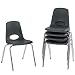 ECR4Kids 18" School Stack Chair, Chrome Legs with Nylon Swivel Glides, Black (5-Pack)