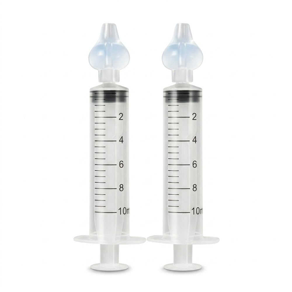 ico - Jeringa de Lavado Nasal para Bebés, 10 ml, con Boquilla de Silicona, Sin BPA ni Látex, desde 4 Meses, 2 Unidades