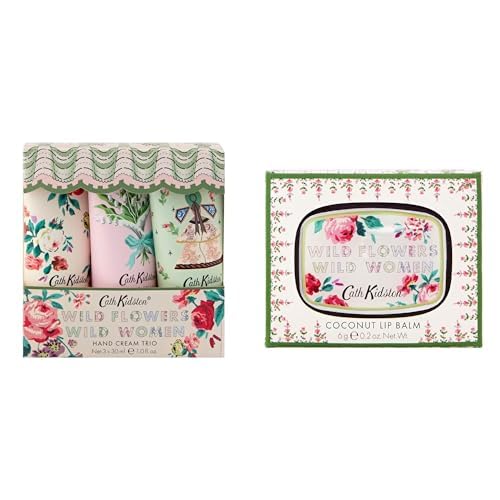 Cath Kidston Hand Cream Trio 3x 30ml+Cath Kidston Lip Balm 6g in Display Tray and Compact Mirror