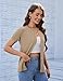 FreshNight Short Sleeve Sweater for Women Plus Size Cardigan Summer Lightweight Bolero Shrug Button Up Business Casual Tops Khaki XL