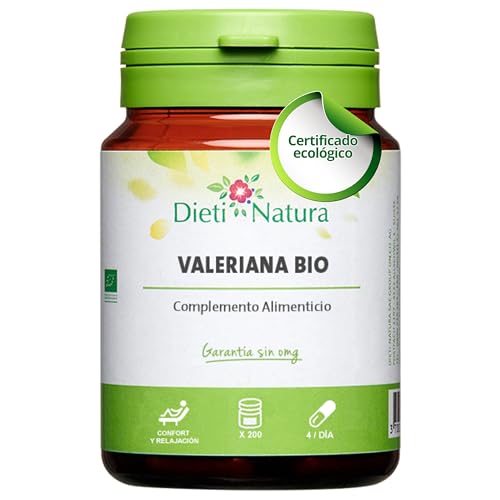 Dieti Natura Valeriana 200 Cápsulas BIO - Relajante de Origen Vegetal que Promueve el Sueño Reparador - Combate el Nerviosismo con Efectos Calmantes - Relajante Natural - Garantía sin OGM
