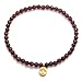 Satya Jewelry 4mm Red Garnet and 18K Yellow Gold Plated Tree of Life Charm Stretch Women's Bracelet, 7