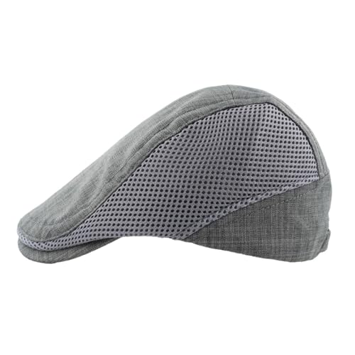 Image of Men's Cotton-Hemp Blend Newsboy Cap - Lightweight Summer Flat Cap for Driving & Outdoor Style