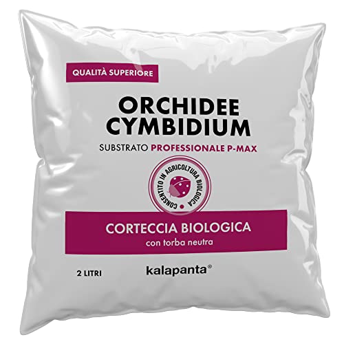 Kalapanta Terriccio per Orchidee Cymbidium 2L Pronto all'Uso - Mix Corteccia Bark naturale e Torba neutra Professionale Bio, 100% Naturale - Consentito in Agricoltura Biologica