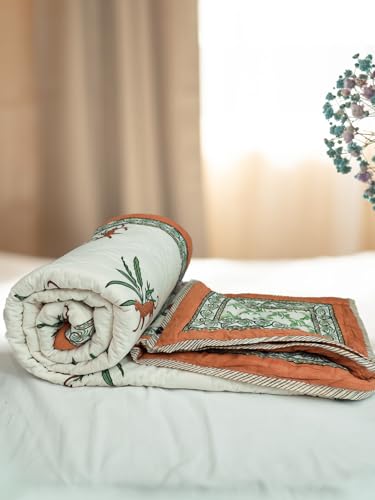 Image of Cheetah Double Bed Comforter | Uniform Cotton Filling | 100% Cotton Soft & Cozy AC Dohar Blanket | Lightweight Reversible Design | All Weather Quilt | Color - White