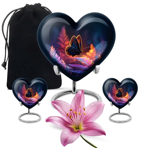 Image of Butterfly Urn Large Funeral Urn for Ashes Adult Male 1 Large & 2 Small | Cremation Urns for Women & Men, Large Burial Urns