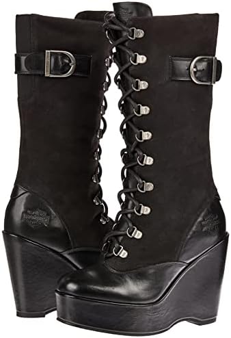 HARLEY-DAVIDSON FOOTWEAR Women's Celina 10" LACE Wedge Fashion Boot, Black, 7.5 | Image 6