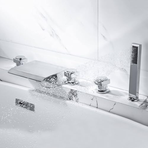 Robinet cascade de bain chromé MOCHAMIK 5 trous pour une salle de bain moderne
