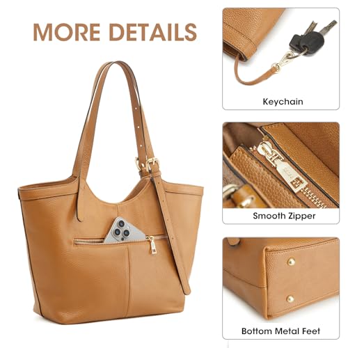 Bolso Kattee de cuero genuino para mujer Hobo Tote miniatura 5
