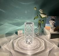 Generico Bdit accessori Lampada da Tavolo LED Effetto Cristallo 3D Rosa, Ricaricabile USB, Luce Notturna Romantica Touch, Decorazione Atmosfera per Soggiorno e Camera da Letto