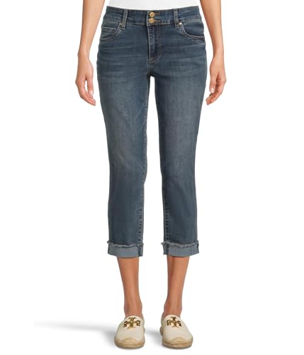 KUT from the Kloth Women's Amy Crop Straight Waistband Double Button Roll Up