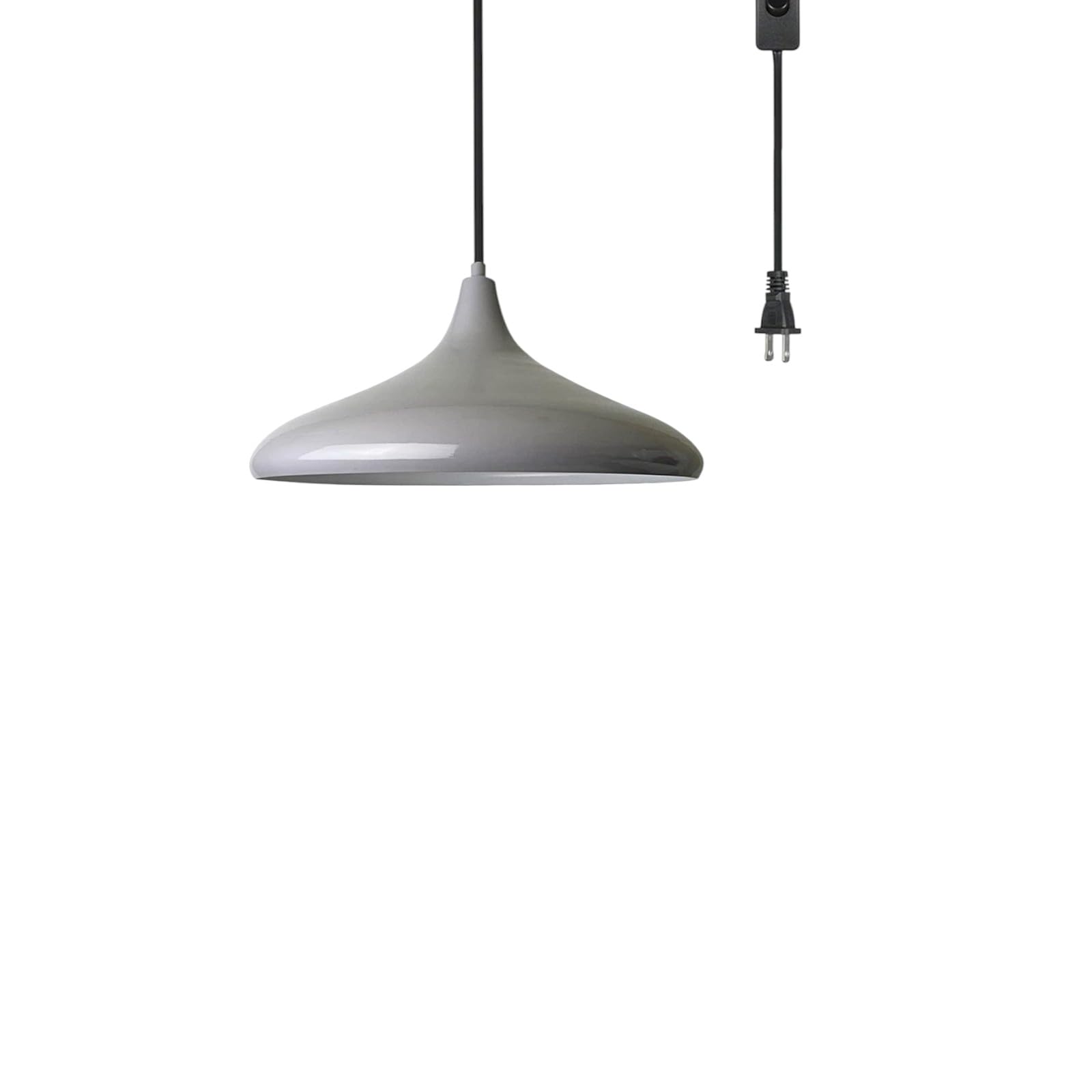 bamyum Champion Pendelleuchte, Vintage, 35 cm, E27, Vintage, für Schlafzimmer, Hängeleuchte, Wohnzimmer Industrielle Lampe mit Schalter 4,5 m, verstellbares Kabel, Plug-in, Grau