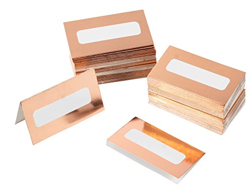 Rose Gold Table Place Cards - 100 Piece Gold Foil Tent Cards, Table