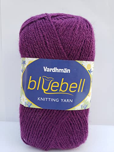 Image of Vardhman Blue Bell DK Weight Supersoft Hand Knitting & Crocheting Yarn (Pack of 1 ball - 100gram) 100% Acrylic, Multi Color Crochet Thread wool, Suitable for Craft, Babywear, Baby Blankets, Sweater, Scarf, Cap, Art & Craft - (Eminence Violet - Bbell-042)