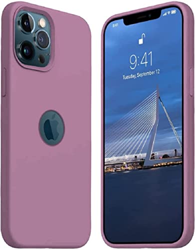 Image of VONZEE Back Cover for iPhone 12 Pro Max Case, Shockproof Slim Camera & Full Body Protection Liquid Silicone TPU Cover with Logo Cut (6.7 Inch) -Lilac