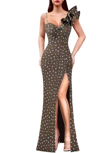 Image of VFSHOW Womens Ruffle One Shoulder Formal Prom Gala Maxi Dress Evening Gown