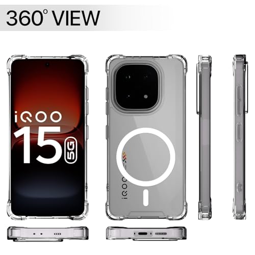 Image of Amazon Basics Back Cover for iQOO 15 5G Mag-Safe Shockproof PC + TPU Protective Case Magnetic Support Bumper Case (Transparent Mag-Safe)
