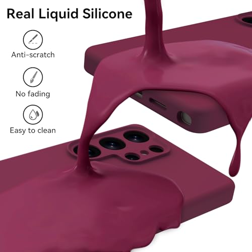 Varikke Compatible with Samsung Galaxy S25 Ultra Case, Liquid Silicone Upgrade [Camera Protection] [Anti-Scratch Microfiber Lining] Slim Soft Touch Gel Rubber Shockproof Phone Case 6.9", Burgundy by Varikke - Image 3