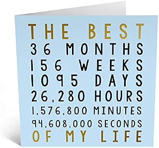Central 23 - Funny 3rd Anniversary Cards for Him - 'The Best 3 Years' - Cute Anniversary Cards for Couples - Ideal Anniversary Card for Her - Boyfriend Anniversary Card - Comes with Fun Stickers