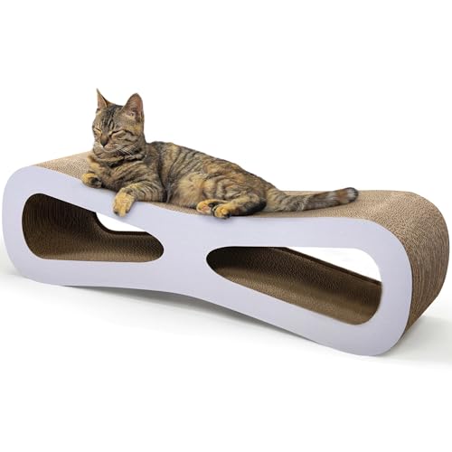 COZIWOW Cat Scratcher Lounge, Cat Scratching Board, Cardboard Lounge Bed, Durable Cat Scratching Pad Furniture Protector for Indoor Cats Kittens, Grey